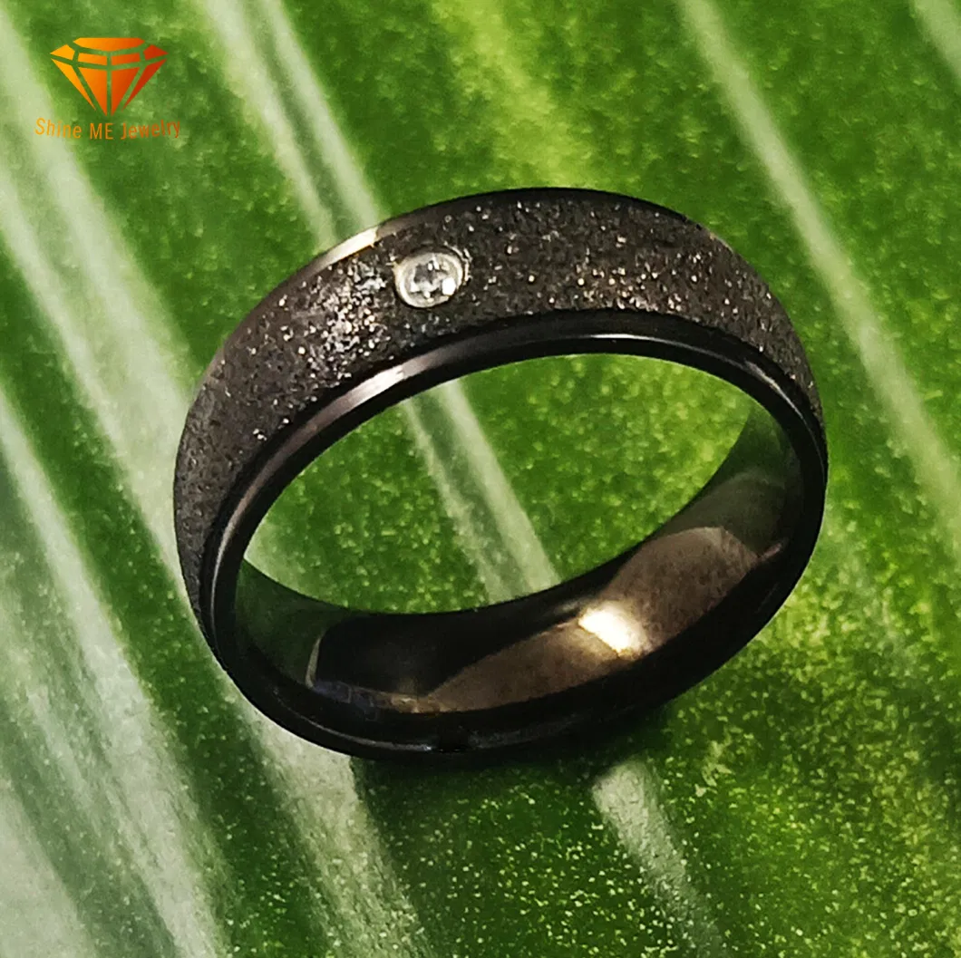 Wholesale Body Jewelry Roll Sand Black Plating Stainless Steel Finger Ring SSR1984