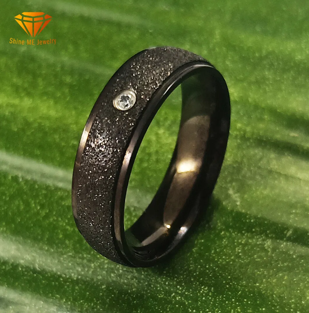 Wholesale Body Jewelry Roll Sand Black Plating Stainless Steel Finger Ring SSR1984